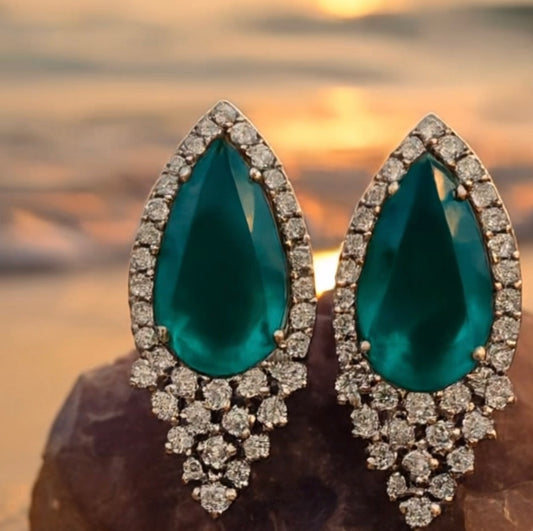 Ocean blue sapphire cluster earrings